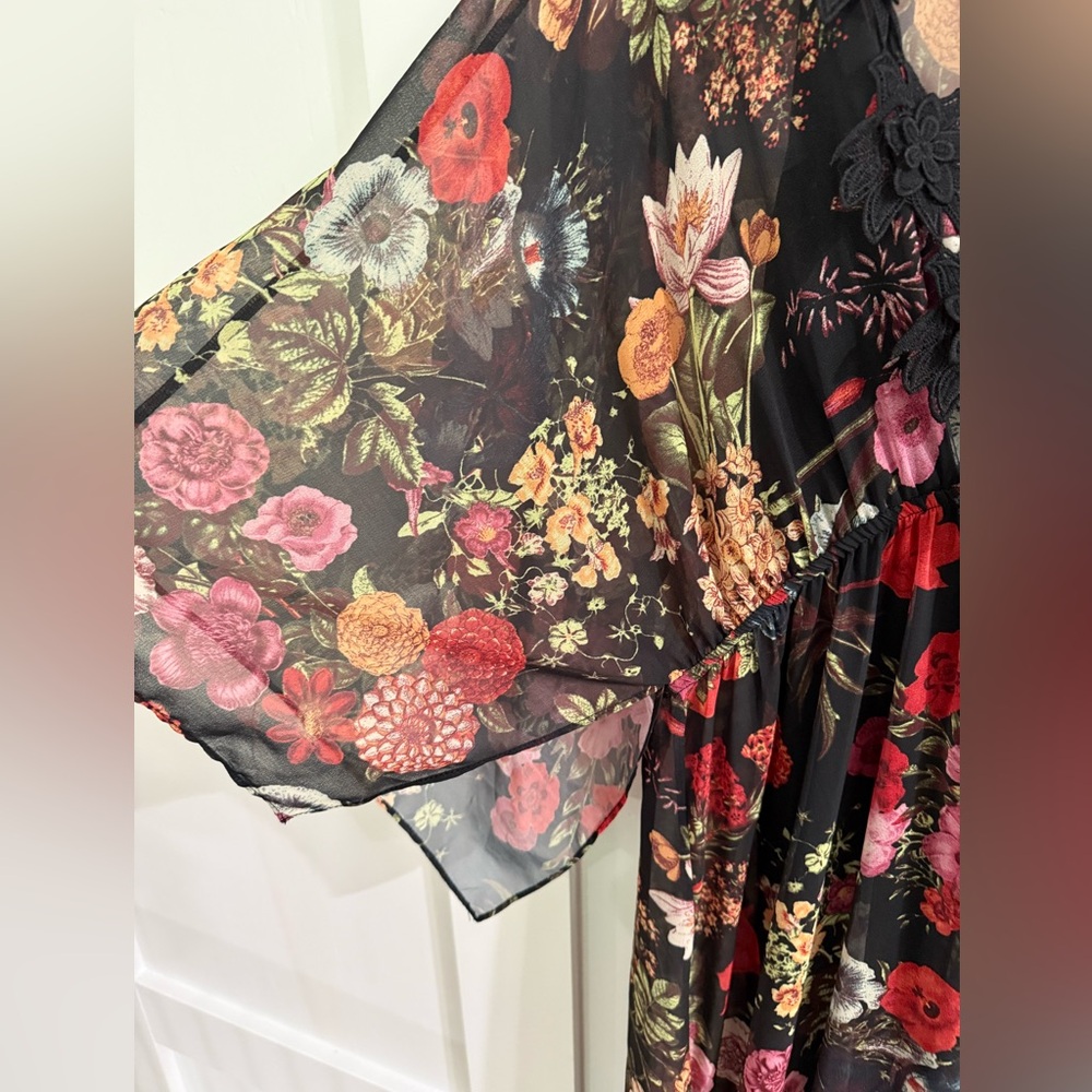 Farm Rio Laina Floral Maxi Dress – Size Large – Sheer w/ Slip - Picture 6 of 10